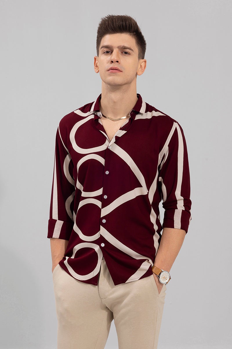 SNITCH Abstract Circle Maroon Shirt - Image 3